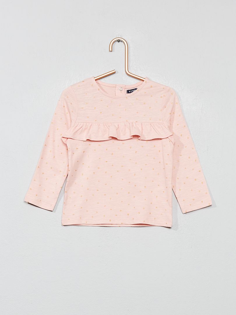 T-shirt à volants rose - Kiabi