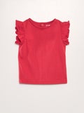 T-shirt à volants Rouge - Kiabi
