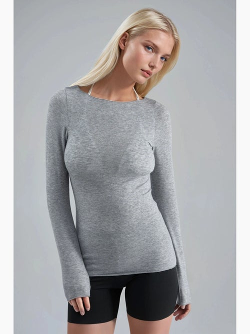 T-shirt aansluitend boothals lange mouw busem - Kiabi T-shirt aansluitend boothals lange mouw busem - Kiabi