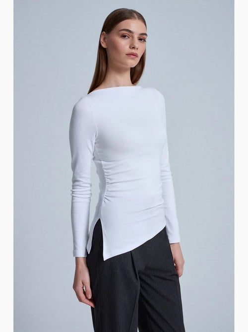 T-shirt aansluitend boothals lange mouw dilvin - Kiabi T-shirt aansluitend boothals lange mouw dilvin - Kiabi