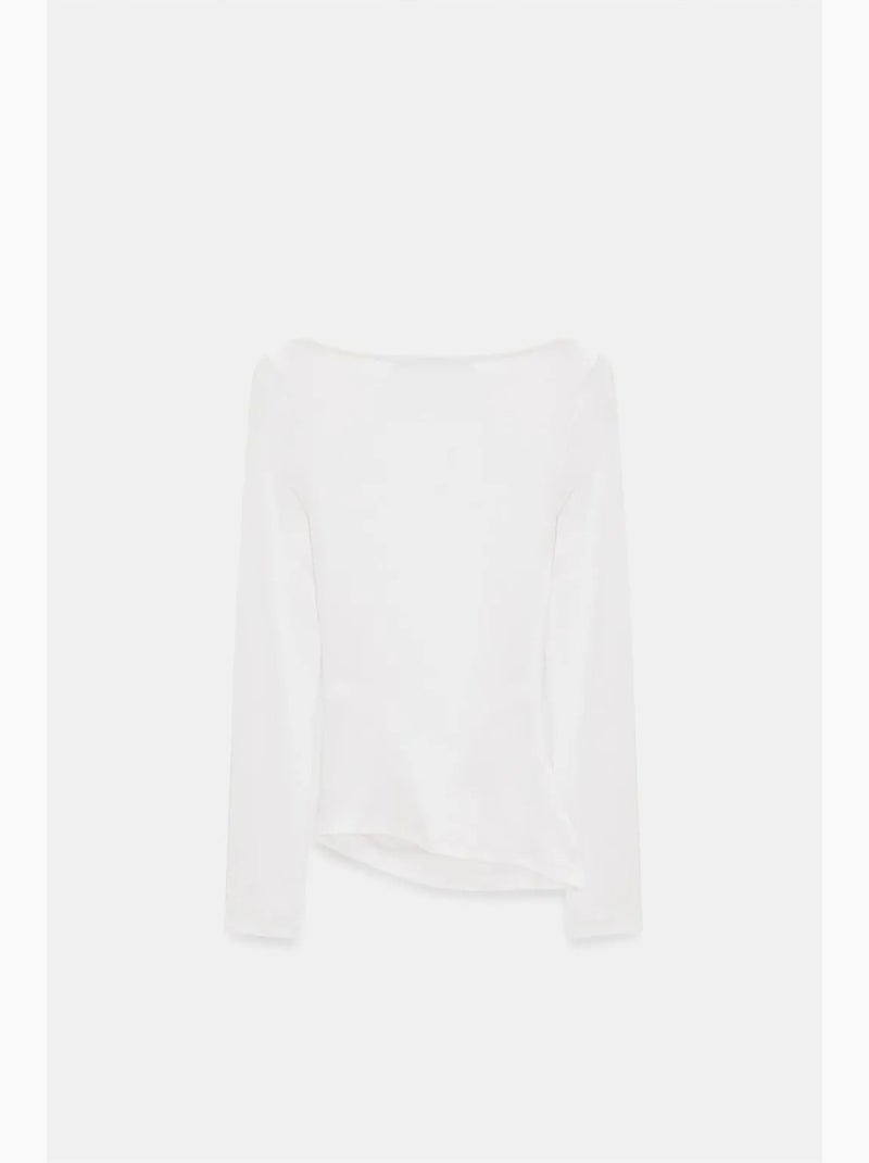 T-shirt aansluitend boothals lange mouw dilvin Gebroken wit - Kiabi