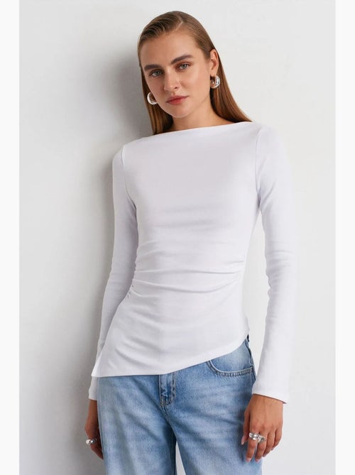 T-shirt aansluitend boothals lange mouw dilvin - Kiabi T-shirt aansluitend boothals lange mouw dilvin - Kiabi