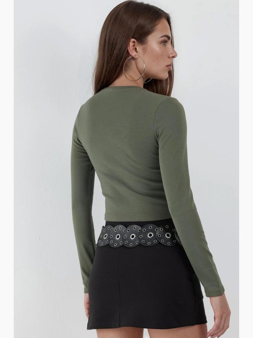 T-shirt aansluitend kort ronde hals lange mouwen busem - Kiabi T-shirt aansluitend kort ronde hals lange mouwen busem - Kiabi