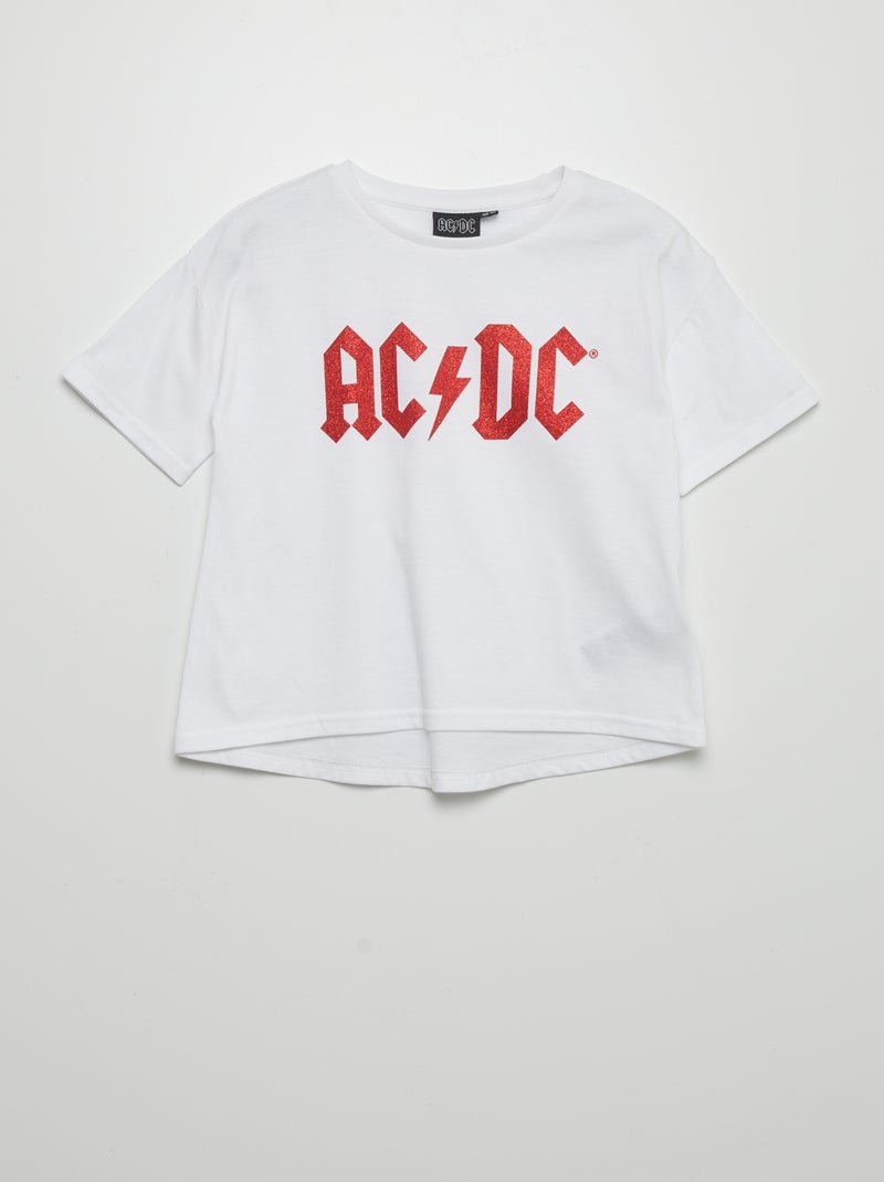 T-shirt 'ACDC' manches courtes blanc - Kiabi