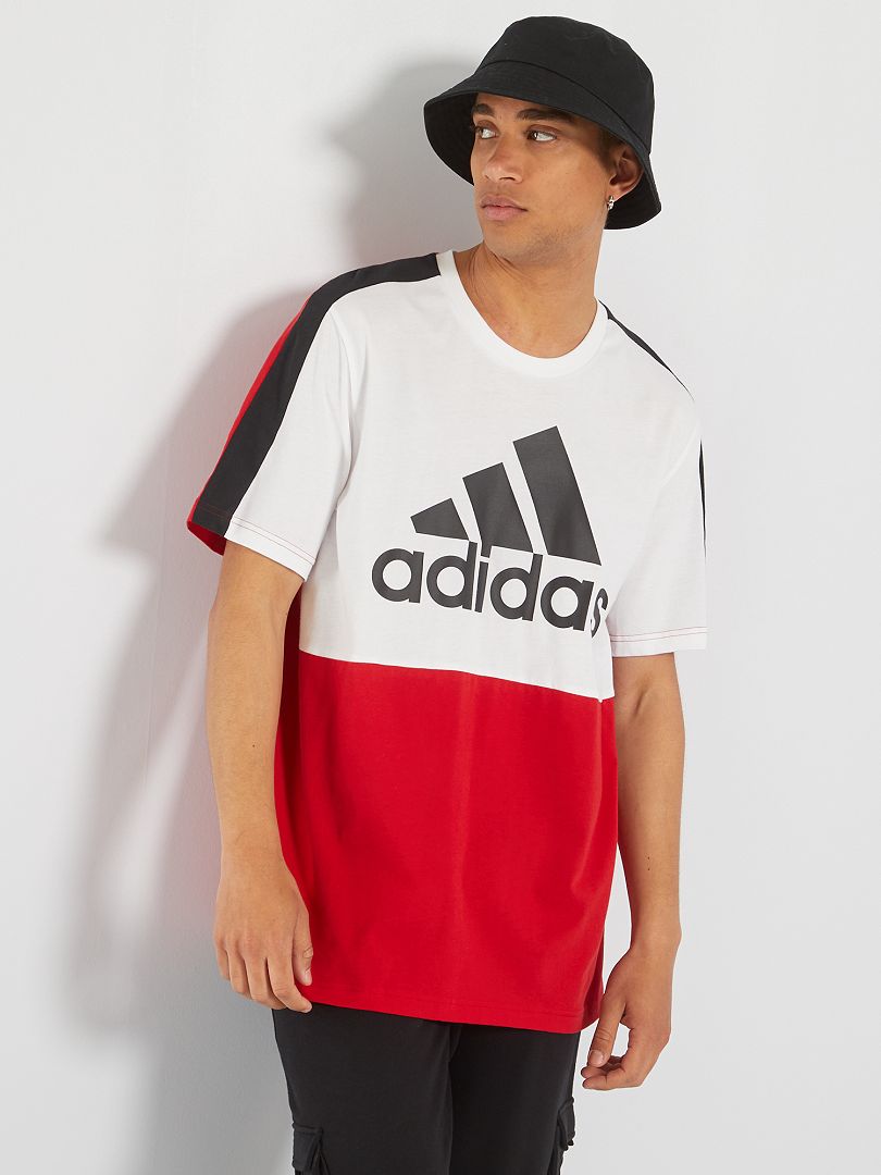 T-shirt 'adidas' color-block Blanc/Rouge/Noir - Kiabi