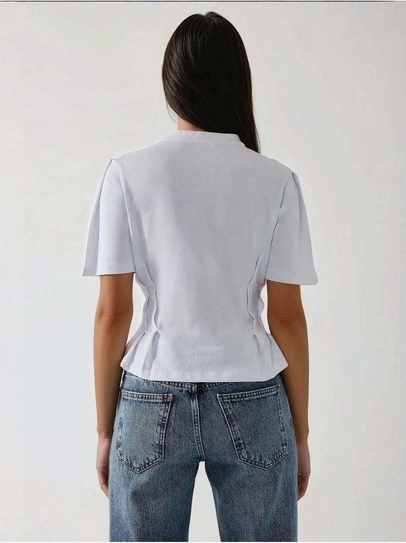 T-shirt ajusté à col rond hiccup Blanc - Kiabi