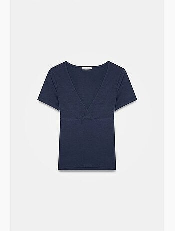 T-shirt ajusté à col v et manches courtes dilvin