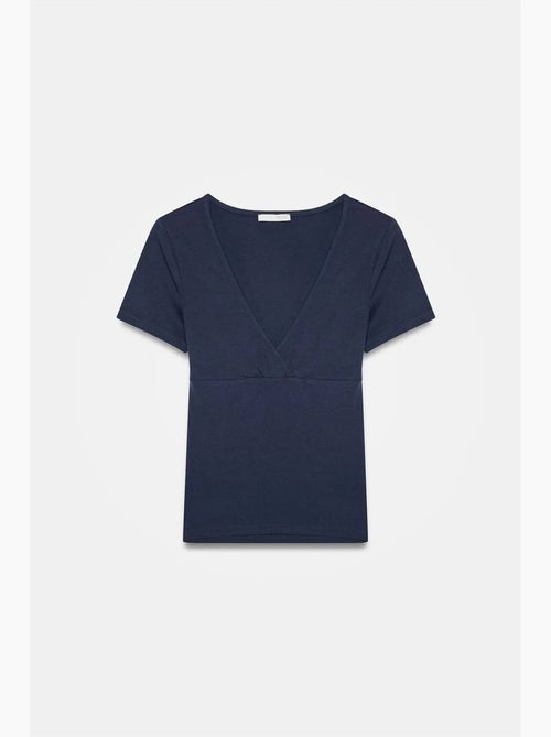 T-shirt ajusté à col v et manches courtes dilvin - Kiabi