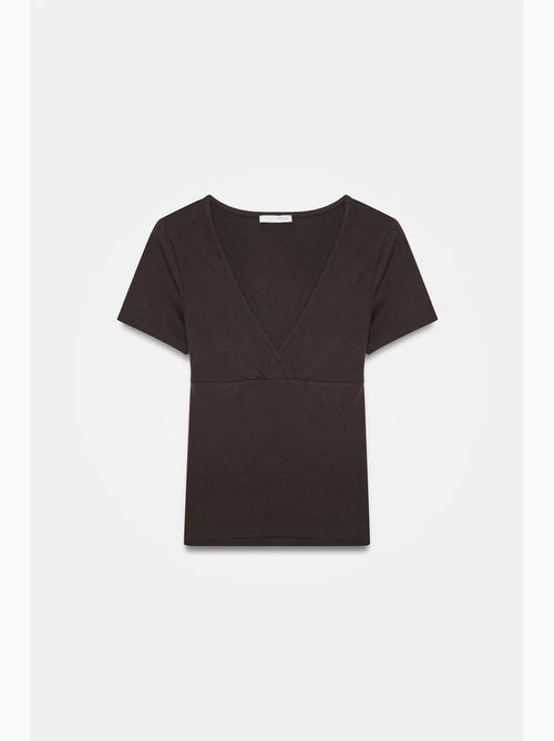 T-shirt ajusté à col v et manches courtes dilvin - Kiabi