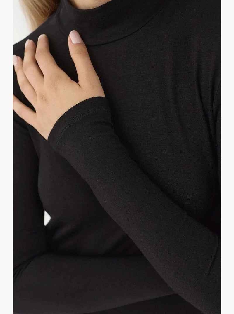 T-shirt ajusté col roulé manches longues hiccup Noir - Kiabi