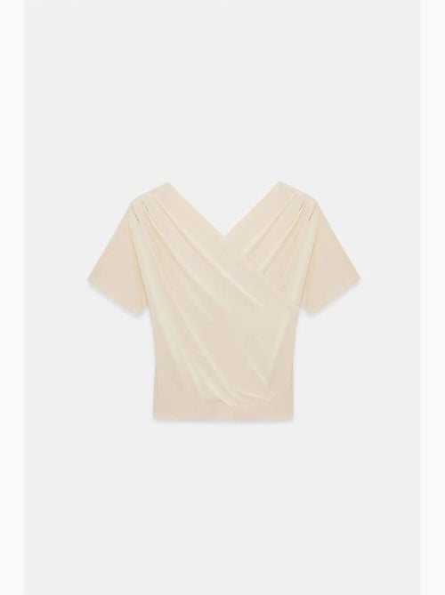 T-shirt ajusté col v jersey manches courtes dilvin - Kiabi