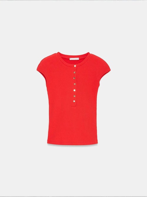 T-shirt ajusté en jersey de coton à col rond dilvin - Kiabi