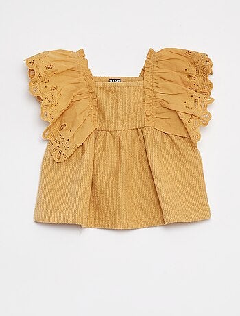 T-shirt ample à manches courtes avec broderie anglaise