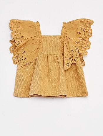 T-shirt ample à manches courtes avec broderie anglaise