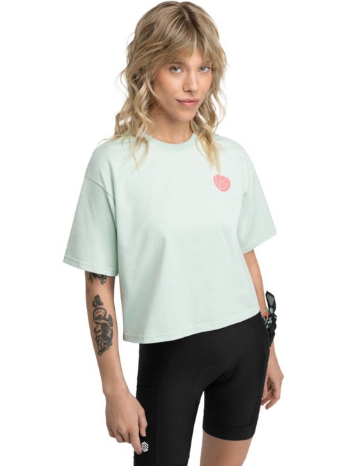 T-shirt ample manches courtes cyclotourisme femme cyclisme femme reef light gree - Kiabi