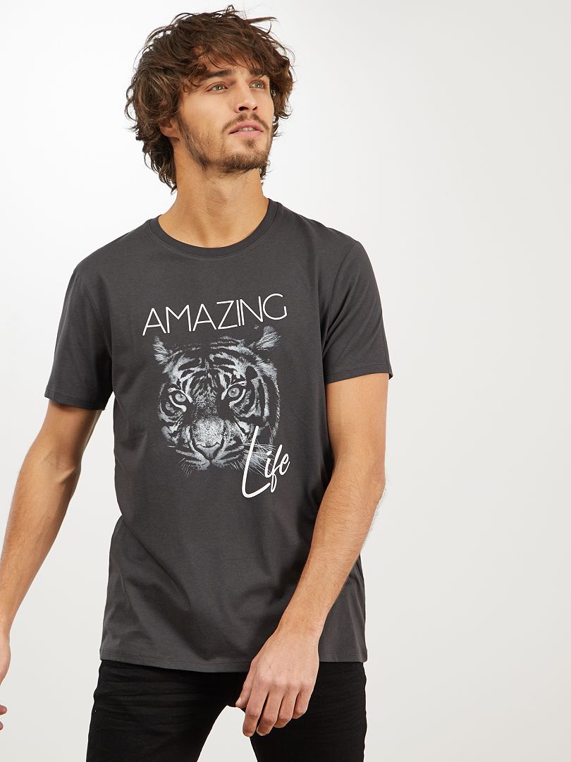 T-shirt anthracite tiger - Kiabi
