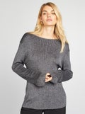 T-shirt argenté manches longues Gris - Kiabi