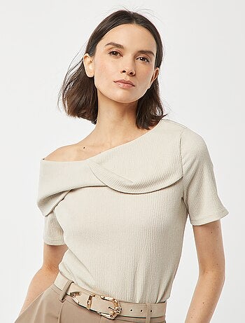 T-shirt asymétrique en maille crêpe