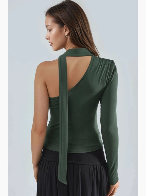 T-shirt asymmetrisch één mouw sjaaldetail busem - Kiabi T-shirt asymmetrisch één mouw sjaaldetail busem - Kiabi