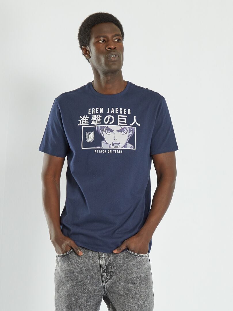 T-shirt 'Attaque des Titans' bleu noir - Kiabi