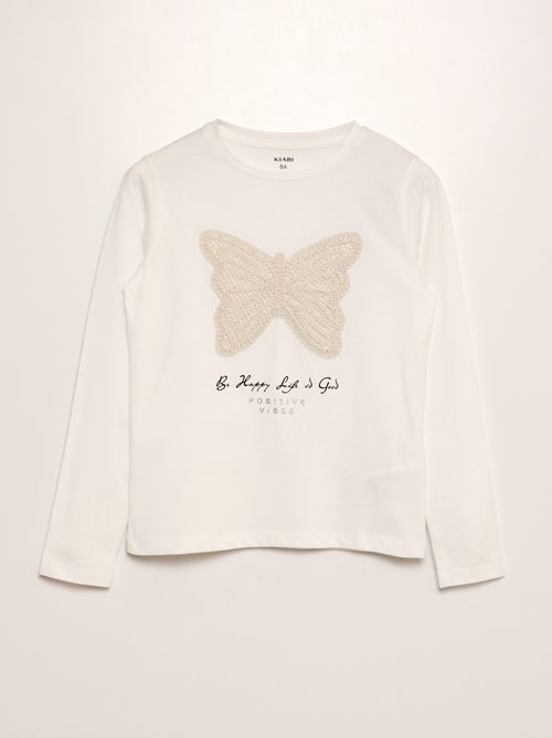 T-shirt avec broderie papillon - Kiabi