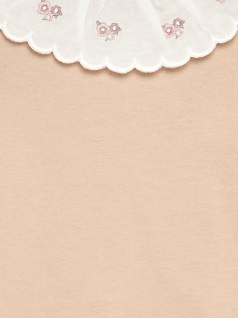 T-shirt avec col Claudine Beige - Kiabi