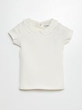 T-shirt avec col claudine blanc - Kiabi