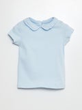 T-shirt avec col claudine BLEU - Kiabi