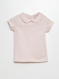 T-shirt avec col claudine ROSE - Kiabi