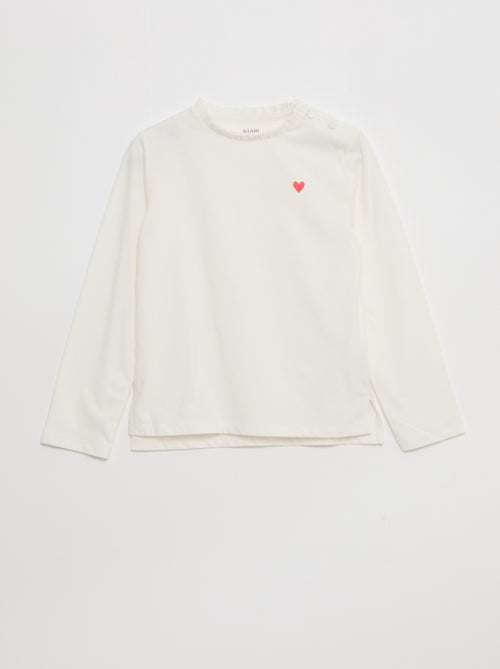 T-shirt avec col rond à froufrous - So Easy - Kiabi