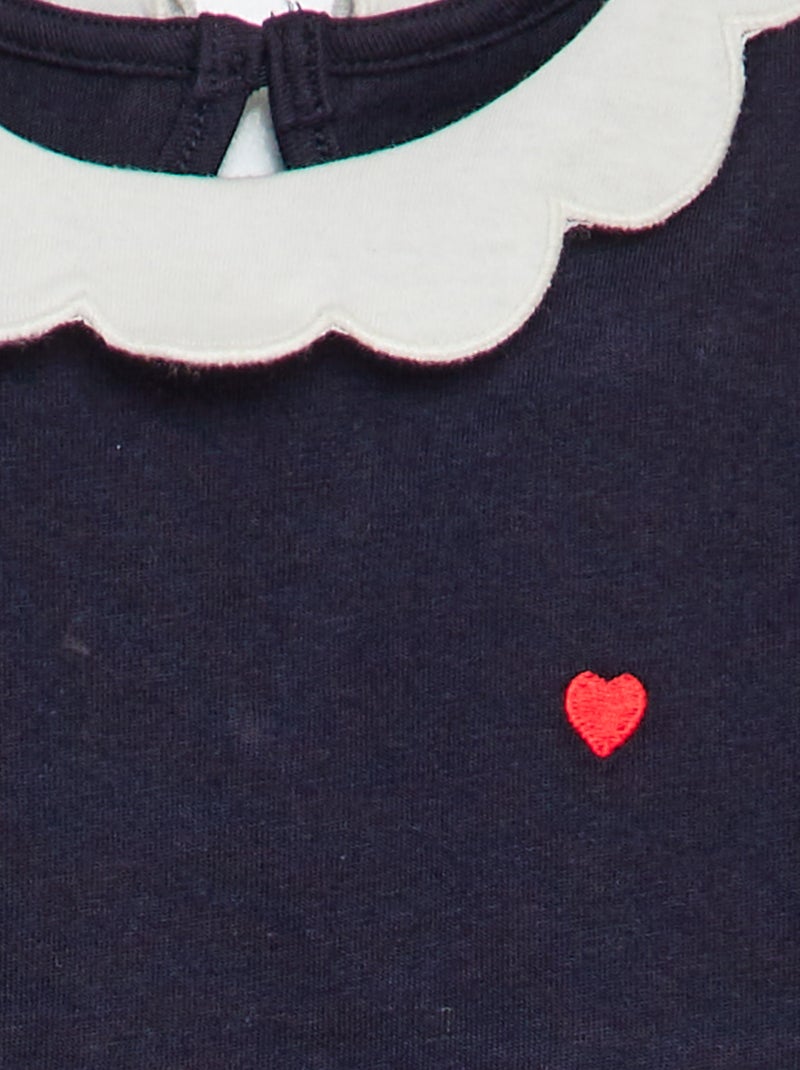 T-shirt avec collerette Bleu - Kiabi