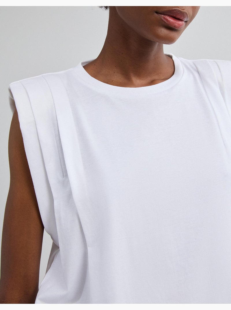 T-shirt avec épaulettes, mo fashion Blanc - Kiabi