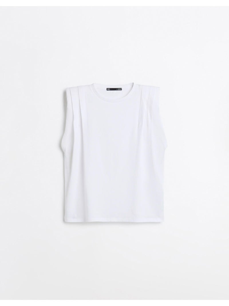 T-shirt avec épaulettes, mo fashion Blanc - Kiabi