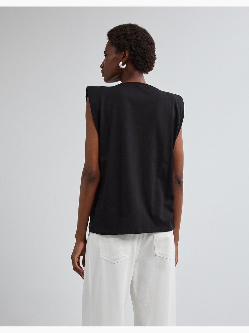 T-shirt avec épaulettes, mo fashion Noir - Kiabi