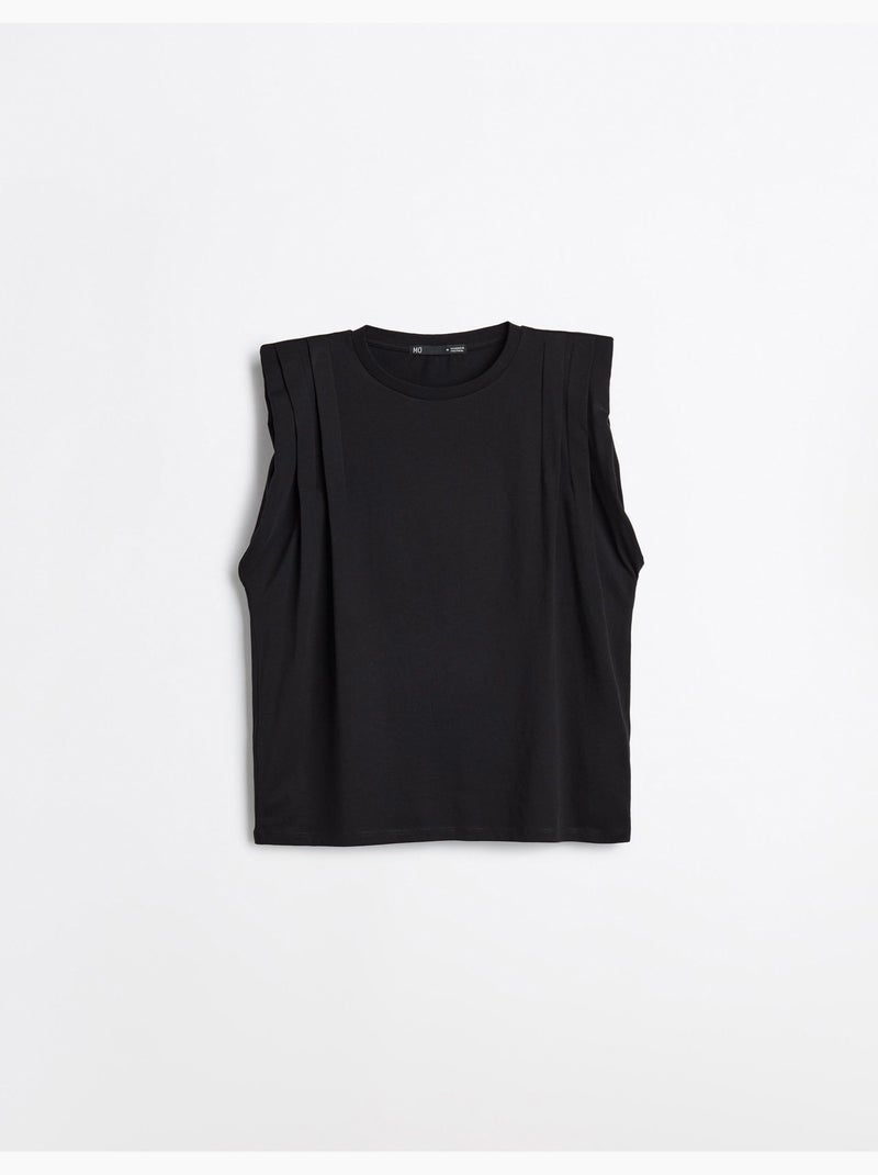T-shirt avec épaulettes, mo fashion Noir - Kiabi