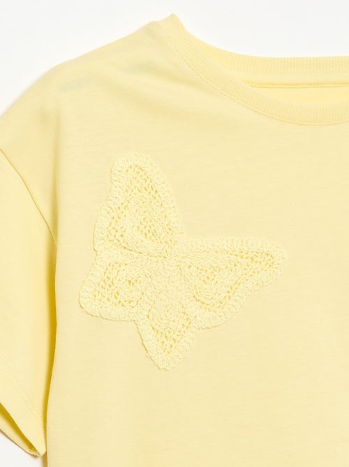 T-shirt avec fleurs en macramé - Kiabi