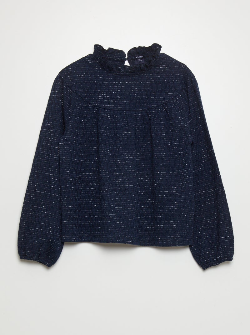 T-shirt avec froufrou Bleu - Kiabi