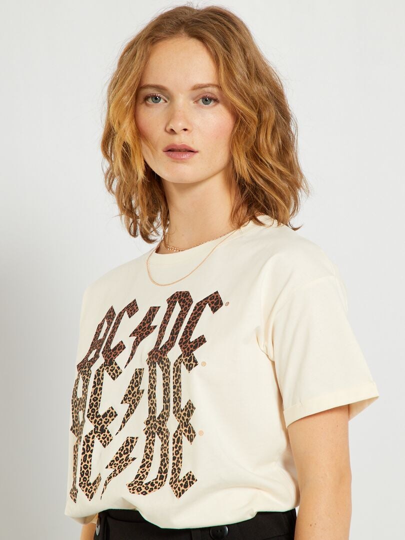 T-shirt avec imprimé 'AC/DC' Beige - Kiabi