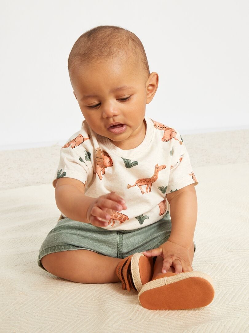 T-shirt avec imprimé Beige - Kiabi