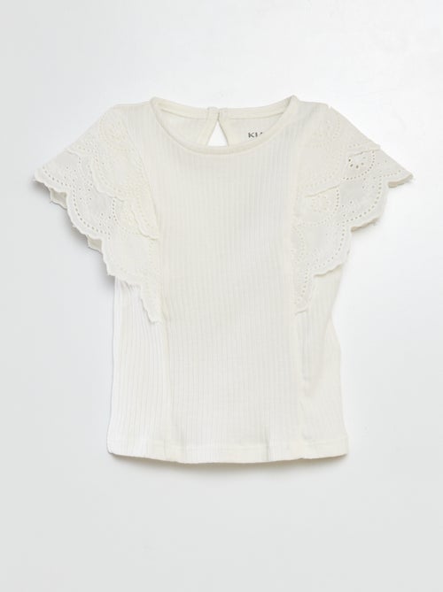 T-shirt avec manches brodées - Kiabi