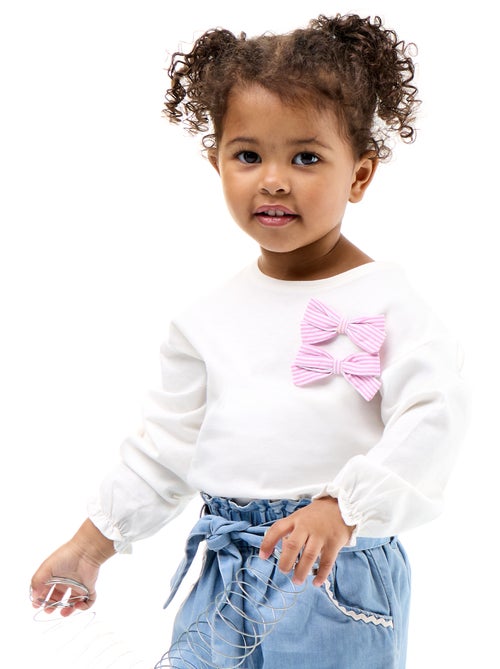 T-shirt avec nœuds décoratifs manches longues - Kiabi