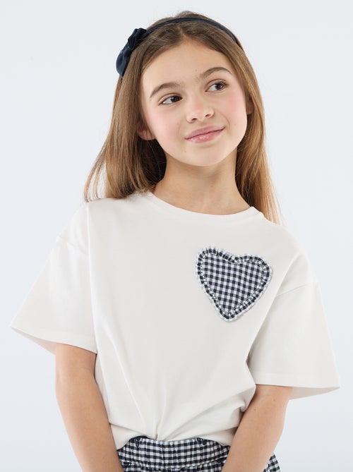 T-shirt avec patch vichy - Kiabi