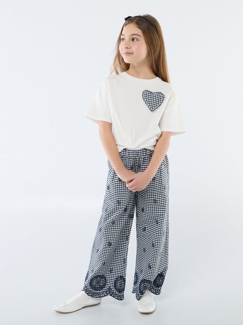 T-shirt avec patch vichy - Kiabi