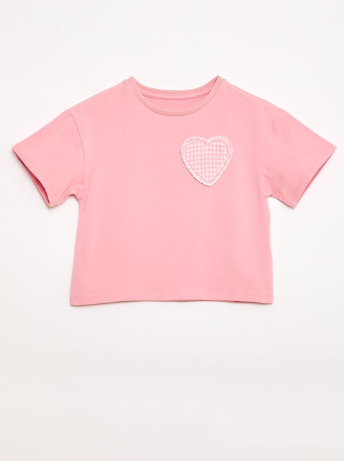 T-shirt avec patch vichy - Kiabi