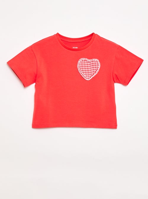 T-shirt avec patch vichy - Kiabi