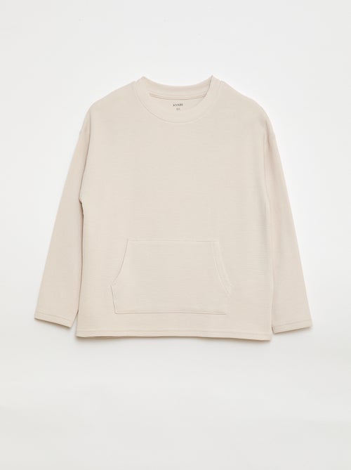 T-shirt avec poche kangourou en maille Ottoman - Kiabi