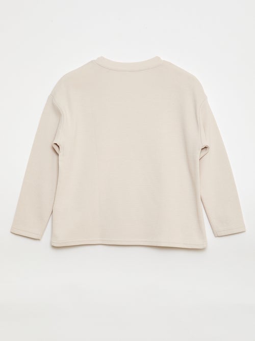 T-shirt avec poche kangourou en maille Ottoman - Kiabi