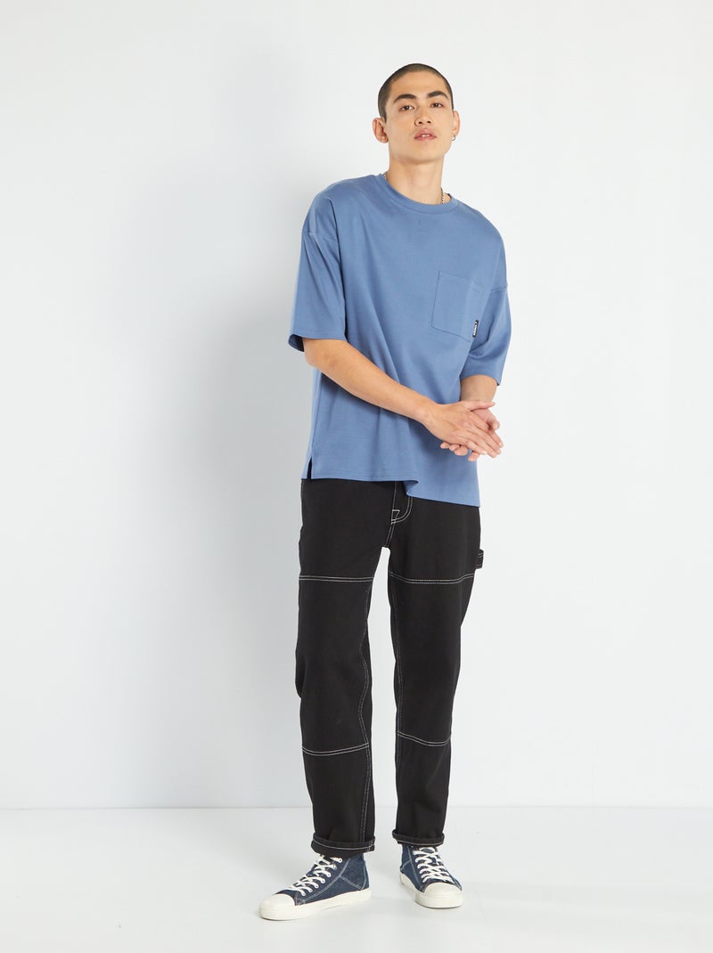 T-shirt avec poche poitrine Bleu marine - Kiabi