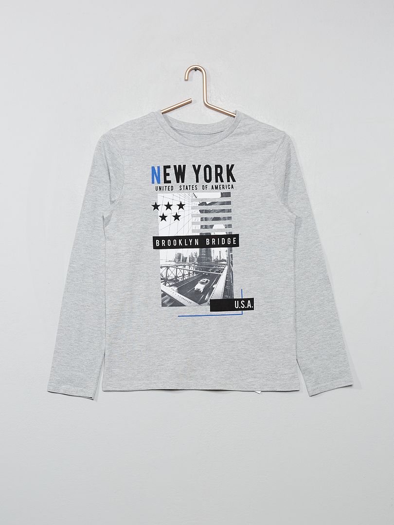 T-shirt avec print gris/brooklyn - Kiabi