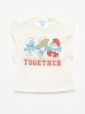 T-shirt avec volants 'Les Schtroumpfs' BLANC - Kiabi